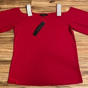 Chic Red Blouse with Silver Accents